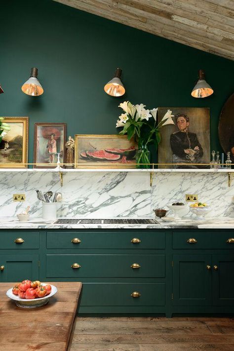 Dark Green Kitchen, Kitchen Cabinet Trends, Devol Kitchens, Homemade Furniture, Painted Kitchen Cabinets Colors, Green Kitchen Cabinets, Timeless Kitchen, Green Cabinets, Dark Kitchen Cabinets