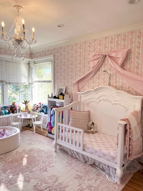 Love Shack Fancy Nursery Ideas, Love Shack Fancy Baby Nursery, Love Shack Fancy Inspired Nursery, Coquette Baby Nursery, Rococo Nursery, Loveshack Fancy Nursery, Love Shack Fancy Home, Pottery Barn Love Shack Fancy, Love Shack Fancy Room Aesthetic