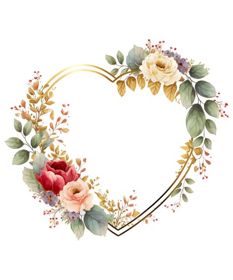 Floral Ornamental Frame Design with Heart Shape, Decorative Frame Heart Frame Png, Heart Shape Png, Heart Shaped Card, Boho Vector, Christmas Mini Shoot, Calligraphy Heart, Flower Border Png, Ornamental Frame, Islamic Frame