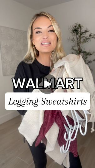 3.2K views · 588 reactions | WALMART LEGGINGS SWEATSHIRTS🍂🍁COMMENT “LINK” AND ILL DM YOU THE LINK TO SHOP! I’ve rounded up the best legging friendly sweatshirts from Walmart! These are perfect basics for your fall wardrobe! Follow me for more affordable casual fall outfits! #walmart #walmartfinds #walmartfashion #walmartstyle #sweatshirts #leggings #casual #casualstyle #casualoutfit #affordablefashion #affordablestyle #affordable #over30  #over30style #over30fashion #fallfashion #fallstyle #falloutfits | Airelle Carr Walmart Fashion Winter 2024, Walmart Christmas Outfits, Comfy Mom Outfits Winter, Walmart Winter Outfits, Walmart Outfits Fall 2024, Beige Sweatshirt Outfit, Cute Walmart Outfits, Walmart Leggings, Fleece Leggings Outfit