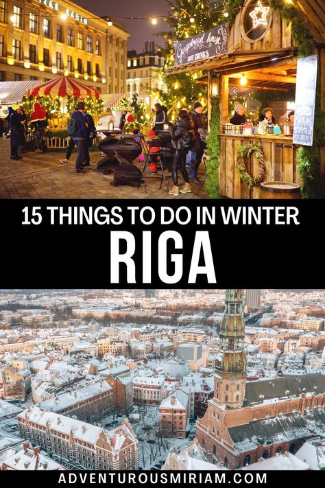 Discover the magic of Riga in winter! ❄️✨ From enchanting Christmas markets to exhilarating winter sports, this curated list is your ultimate guide to experiencing Riga's chilly charm. Dive in and let the snowy adventures begin! #RigaWinterWonders #TravelLatvia Latvia In Winter, Riga Latvia Christmas, Riga Christmas Market, Riga Latvia Travel, Riga Winter, Riga Christmas, Things To Fo, Latvia Travel, Baltic States