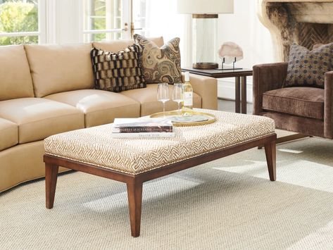 Lexington Silverado Neiman Cocktail Ottoman | Wayfair Square Pouf Ottoman, Lexington Home, Cube Ottoman, Cocktail Ottoman, Contemporary Living Spaces, Ottoman In Living Room, Living Room Shop, Everything But The House, Nailhead Trim