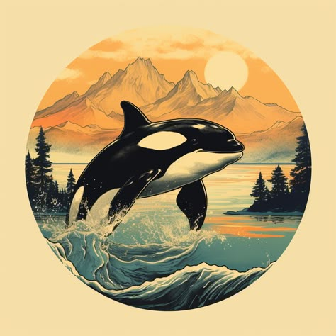 🐳🐋 Check out this vintage orca illustration to add a touch of 🌊 Pacific Northwest beauty to your art collection! 🤩 Perfect for all the whale and ocean enthusiasts out there! 💙 #wildlifephotography #wildelife #wildart #vintagestyle #vintageclothing #vintage #vintageart #vintageartwork #vintageartist #Washington #orca Orca Illustration, Drawing Design Ideas, Orca Art, Washington Art, Orca Whale, Orca Whales, New Drawing, Wallpaper Fabric, The Whale