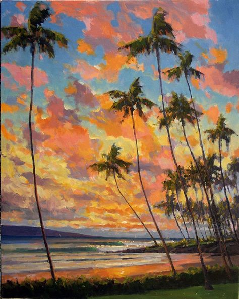 Maui Hawaii Painting, Hawaii Painting, Hawaii Landscape, Beach Art Painting, Landscape Art Quilts, Hawaii Art, Island Art, Ocean Painting, Painting Drawing