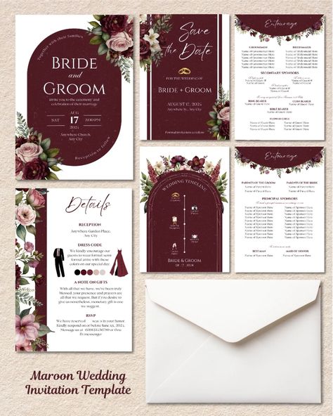 Set the Tone in Style with Our Elegant Maroon Invitation Template! 💒 #weddinginvitationdesign #weddinginvite #weddings #weddingph #wedding2025 #wedding2024 #weddingtheme #weddinginvitation #invitation #invitationdesign #layout #template #invitationtemplate #maroon #maroonwedding #burgundy Maroon Invitation Template, Maroon Wedding Invitations, Maroon Invitation, Maroon Wedding Theme, Deep Red Wedding, Red Wedding Theme, Bond Paper Design, Wedding Invitation Background, Maroon Wedding