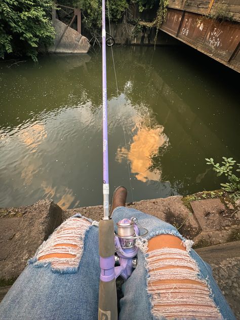 Fishing pole, ProFISHiency, stream queen combo rod, cowgirl boots, country outfit, country clothes, ripped jeans, fishing, sunset Fishing Aesthetic, Steelhead Trout, Fishing Poles, Dream Relationship, Fishing Ideas, Sand Castles, Future Job, Fishing Pictures, Cow Decor