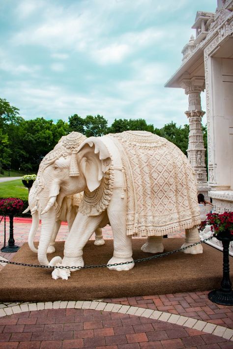 BAPS Shri Swaminarayan Mandir temple chicago il illinois marble elephant hindi hindu sculpture temple indian art and design Stachu Art, Chicago Day Trip, Hindu Sculpture, Temple Indian, Marble Elephant, Indian Temple Architecture, Elephant Carving, Art And, Hindu Statues