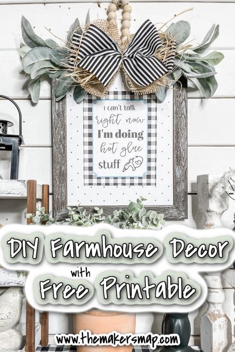 DIY Farmhouse Decor with Free Printable - Easy DIY Decor Tutorial Farmhouse Wall Art Diy, Farmhouse Printables Free, Farmhouse Furniture Ideas, Free Farmhouse Printables, Rustic Farmhouse Exterior, Farmhouse Decoration Ideas, Farmhouse Exterior Ideas, Diy Farmhouse Ideas, Farmhouse Printables