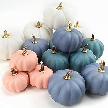 Pumpkin Decorations, 16Pcs Autumn Artificial Pumpkins Bulk Faux Harvest For Fall Wedding Thanksgiving Decor, Lifelike Pumpkin Fake Mini Foam Pumpkin Simulation Props Party Halloween Home Decor : Amazon.co.uk: Home & Kitchen Disclaimer: affiliate links attached Pumpkin Gender Reveal, Pumpkins For Halloween, Pumpkin Ornaments, Fake Pumpkins, Autumn Pumpkins, Artificial Pumpkins, Foam Pumpkins, Witch Halloween Costume, Blue Pumpkins