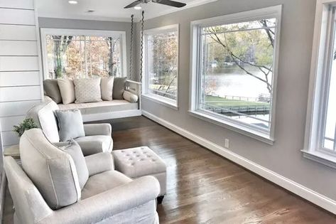 Porch To Sunroom, Sunroom Flooring, Sunroom Office, Sunroom Windows, Perry Homes, Built In Sofa, Sunroom Furniture, Sunroom Decorating, Sunroom Designs