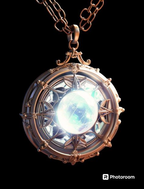 Magical Necklace Fantasy Art, Magic Compass Fantasy Art, Fantasy Amulet Art, Magical Objects Ideas, Fantasy Objects Concept Art, Magic Amulet Fantasy Art, Amulet Fantasy Art, Dnd Amulet, Magic Necklace Fantasy Art