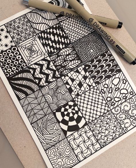 Doodle Art Patterns, Zentangle Art Patterns, Emphasis Art, Zen Tangle Patterns, Zentangle Patterns Ideas, Sharpie Artwork, Line Art Lesson, Drawing Patterns, Doddle Art