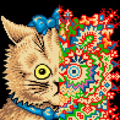 Trippy Trippy Cat, Louis Wain Cats, Louis Wain, Arte Inspo, Crazy Cat, Silly Cats, Art Block, Funky Art, Pretty Art