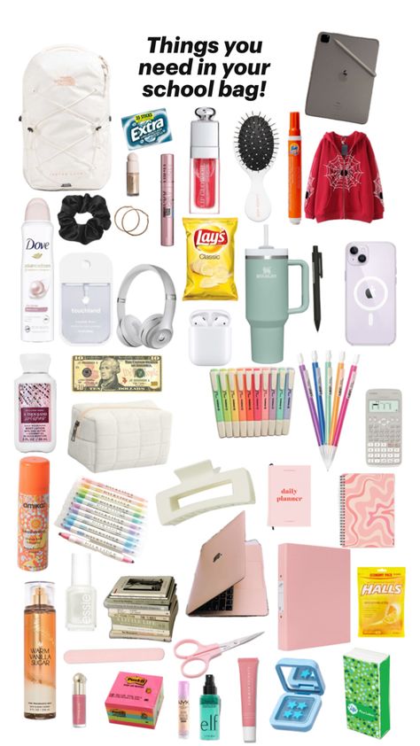 Things To Put In School Backpack, What To Pack For 6th Grade, Bookbag Inspo For School, Essential Things For School, Necessities For School, Thing To Have In Your Backpack, Best Back To School Supplies, Back To School Cloths List, Stuff To Put In Your Backpack