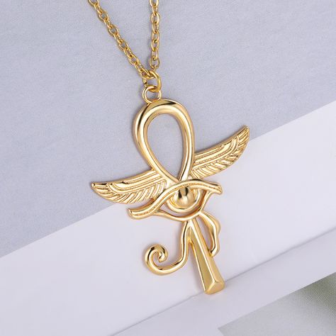 Eye of Horus Egypt Wing Protection for Women Charm Pendant Ankh Cross Religious Necklace Choker Inspirational Tweets, Eye Of Horus Necklace, Ankh Cross, Women Choker Necklace, Womens Chokers, Egyptian Jewelry, Eye Of Horus, Jewellery Sets, Protection Necklace