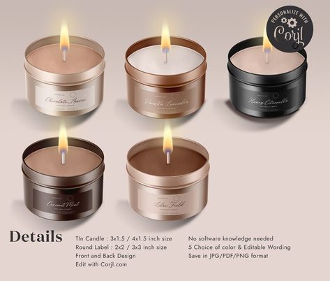 Tin Candle Label Template Custom Product Label Design - Etsy Australia Diy Soy Candle, Candle Tin Labels, Soy Candles Labels, Tropical Candles, Product Label Design, Candle Labels Design, Candle Label Template, Candle Projects, Candle Stickers