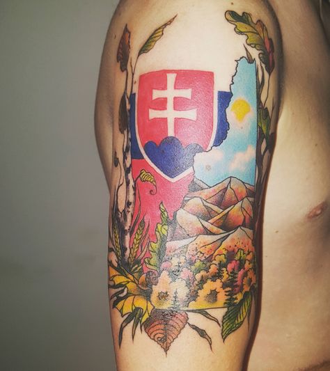 My New Hampshire/Slovakia tattoo by Rebeka Sobodacha at Scorpion Tattooing in Derry New Hampshire Green Tattoo, Green Tattoos, Scorpion Tattoo, Solid Green, Cross Tattoo, Symbolic Tattoos, Slovakia, Tattoo Images, New Hampshire