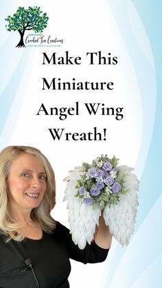 Learn how to make a mini angel wing wreath to use graveside, in a funeral planter, as acwreath attachment, or as a Christmas tree topper! How To Make An Angel Wreath, Angel Wings Wreaths, Christmas Tree Topper Diy, Angel Wing Wreath, Tree Topper Diy, Mesh Angels, Angel Wings Flower, Headstone Flowers, Angel Wing Crafts