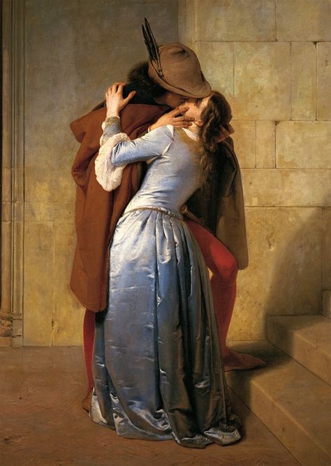 19 Century Aesthetic, Romanticism Paintings, Neoclassical Painting, Neoclassical Art, Kiss Painting, Galleria D'arte, Kiss Art, Representational Art, 19th Century Paintings