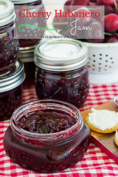 Cherry Habanero Jam Recipe Habanero Jelly Recipe, Crackers And Cream Cheese, Habanero Jam, Eggs Diet, Habanero Recipes, Cherry Jam Recipes, Pressure Canning Recipes, Hot Pepper Jelly, Jam Recipes Homemade