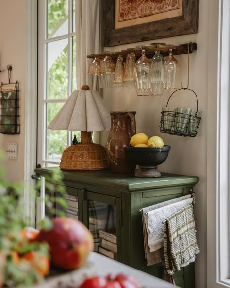 Our Layered Cottage Kitchen — The Tiny Canal Cottage Cozy Cottage Aesthetic Interior, Traditional Eclectic Kitchen, Cottage Core Kitchen Inspiration, Cozy Kitchen Cottage, Small Cozy Kitchen, Earth Tone Kitchen, Unique Kitchen Ideas, Layered Kitchen, Tiny Cottage Interior