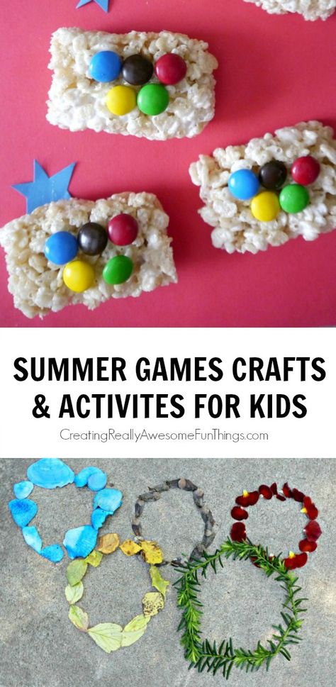 Summer Games Crafts for Kids Olympic Crafts For Kids, Sports Crafts For Kids, Olympic Torch Craft, Summer Olympics Crafts, Summer Olympics Activities, Olympic Art, Olympic Games For Kids, Olympic Idea, Kids Olympics