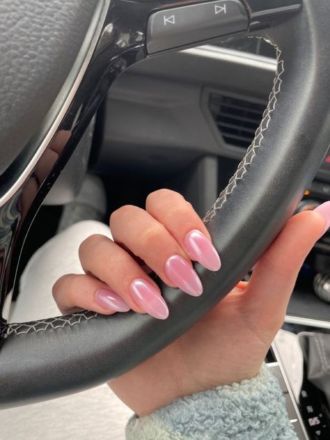 Nails Inspo Chrome, Barbiecore Nails, Dreamy Nail, Trendy Short Nails, Almond Nails Pink, Hoco Nails, Nail Aesthetic, Pink Chrome Nails, Baby Pink Nails