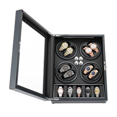 It is important to choose the right watch winder. Our product boasts exquisite workmanship, a clear window, a lock&key design, soft watch pillows, and 8+5 slots, storing and displaying your watches safely and elegantly. Wide Application: It can be placed in the bedroom, living room, office, study, showcase, dressing table, shop, etc. to store and display different brands and sizes of watches.36H SHIPPING. | Latitude Run® 12.6" Watch Display Box Automatic Rotation 8+5 Watch Winder Box w / Lock Gi Watches Display, Box With Lock, Watch Display Case, Blue Led Lights, Clear Windows, Watch Display, Watch Winder, Display Storage, Box Storage