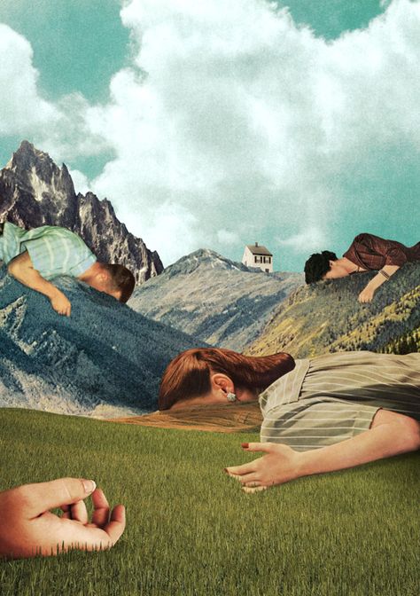 Julien Pacaud, When You Sleep, digital collage, a response to the song by My Bloody Valentine, 2010 Kollage Konst, Julien Pacaud, Surrealist Collage, Surreal Collage Art, الفن الرقمي, Phillip Island, Collage Kunst, Digital Collage Art, Collage Art Projects