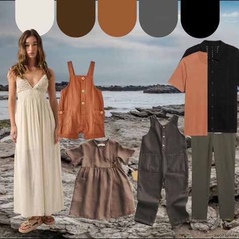 I call this dark & moody at the beach 🏖️ This color palette scene + 145 shopping finds that fit this palette in the subscription, NOW! 🫶🏻😍 How do we feel about a dark & moody look for beach family photos? Digging it? Charcoal, black, brown, cream, with a pop of rust! Beach Family Photos, Beach Family, Charcoal Black, At The Beach, Family Photos, Color Palette, The Beach, Rust, Cream