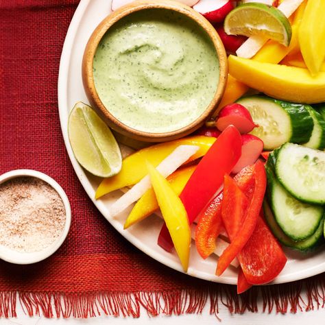 Cilantro Crema Recipe, Fruit And Vegetable Platter, Good And Gather, Cilantro Crema, Platter Food, Crema Recipe, Veggie Platter, Snack Hacks, Quick Bites