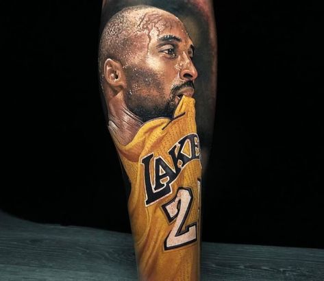 Tattoo photo - Kobe Bryant tattoo by Steve Butcher Rush Tattoo, Kobe Logo, Steve Butcher Tattoo, Basketball Tattoos, Gigi Bryant, New Zealand Tattoo, James Jones, Portrait Tattoos, Kobe Bryant Family