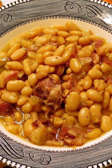 Ham Hocks & Beans (Slow Cooker) Slow Cooker Ham Hocks And Beans, Ham Hocks And Beans In Crockpot, Ham Hock And Beans, Ham Hock Slow Cooker, Beans Slow Cooker, Slow Cooker Bean Soup, Crockpot Ham And Beans, Ham Hocks And Beans, Beans Recipe Crockpot