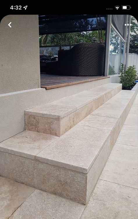 Garden Walkways Pathways, Tiles Stairs, Travertine Patio, Paver Steps, Tile Steps, Travertine Outdoor, Travertine Tiles, Outdoor Pavers, Travertine Pavers