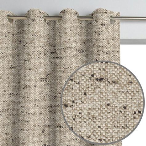 Ezra Tweed Faux Wool Burlap Texture Curtain Panel — Shop Decorator Tweed Curtains, Beige Room, Mid Century Modern Curtains, Brown Rooms, Drapery Designs, Neutral Room, Blue Curtains, Curtain Texture, Drapery Rods