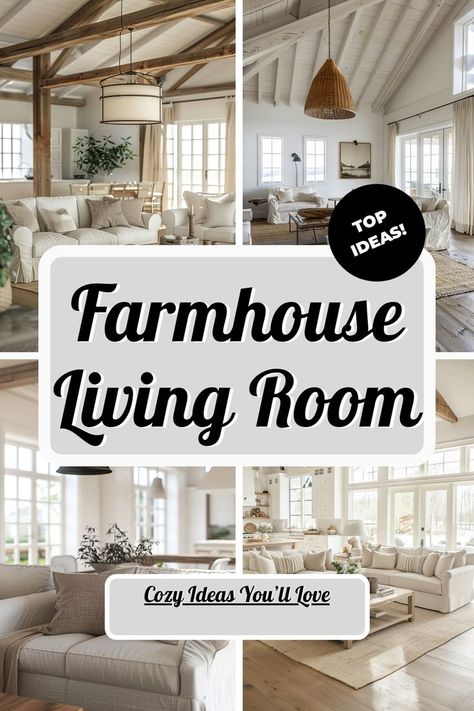 🌻 Looking to bring the charm of farmhouse style into your living room? Explore this cozy farmhouse living room with rustic decor elements and modern farmhouse kitchen inspiration. Perfect for fans of country-style farmhouse kitchens and farmhouse interior design. 🏡🌿 #farmhousedecor #farmhouseliving #modernfarmhouse #rusticdecor #interiordesign #kitchenideas Rustic Farmhouse Interior, Modern Farmhouse Interior, Cozy Farmhouse Living Room, Modern Farmhouse Interior Design, Farmhouse Living Room Ideas, Farm House Livingroom, Cozy Interior Design, Farmhouse Living Room Furniture, Farmhouse Living Room Decor Ideas