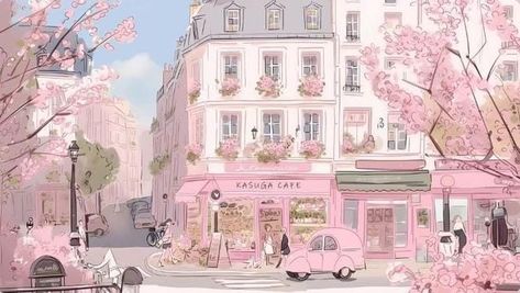 Pink Wallpaper Laptop, Paris Artwork, Girly Graphics, Frog Wallpaper, Cute Twitter Headers, Dreamy Artwork, Seventeen Wallpapers, Pastel Pink Aesthetic, Macbook Wallpaper