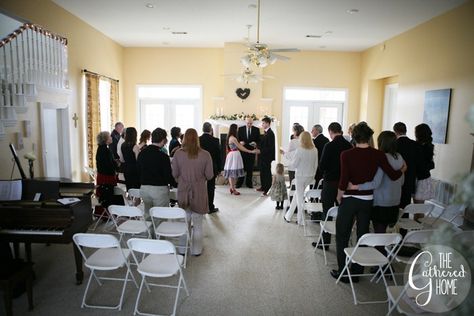 House Wedding Ideas Small Indoor, Living Room Wedding Ceremony, Living Room Wedding Decor, Smaller Wedding, Living Room Wedding, Backyard Wedding Ceremony, Blue Themed Wedding, Small Intimate Wedding, Wedding 2024