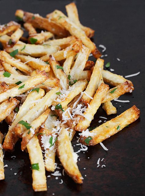 Garlic Aioli and Parmesan Fries - Seasons and Suppers Parmesan Fries, Fried Foods, Garlic Aioli, Potato Dishes, Aioli, Onion Rings, Dish Recipes, French Fries, Cafe Food