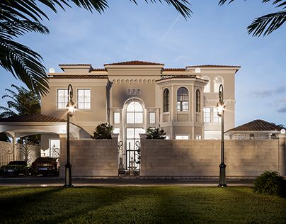 Check out new work on my @Behance portfolio: "Villa" http://be.net/gallery/63325535/Villa Arabian House Design, Arabic House Design, Arabic House, Luxury Hotel Bedroom, Mediterranean Interior Design, Home Designs Exterior, Dubai Houses, House Design Exterior, Mediterranean Design