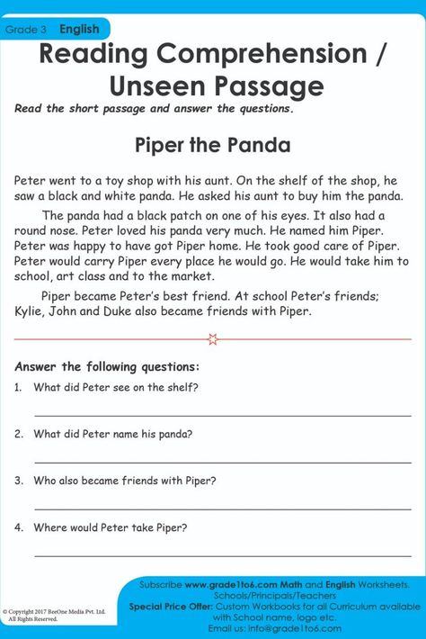 Comprehension passage for Class 3 CBSE / NCERT/ PYP syllabus will help students immensely with reading skills. Used by millions of students and teachers every day. Subscribe to www.grade1to6.com for just $25 a year to get 6000 plus Maths and English worksheets for Grade 1 to Grade 6 #mathworksheets #schoolprincipals #englishworksheets English Worksheets For Grade 1, Unseen Passage, Class 3 Maths, Passage Comprehension, Speaking Activities English, Worksheets For Grade 1, Reading Fluency Passages, Passage Writing, Reading Comprehension For Kids