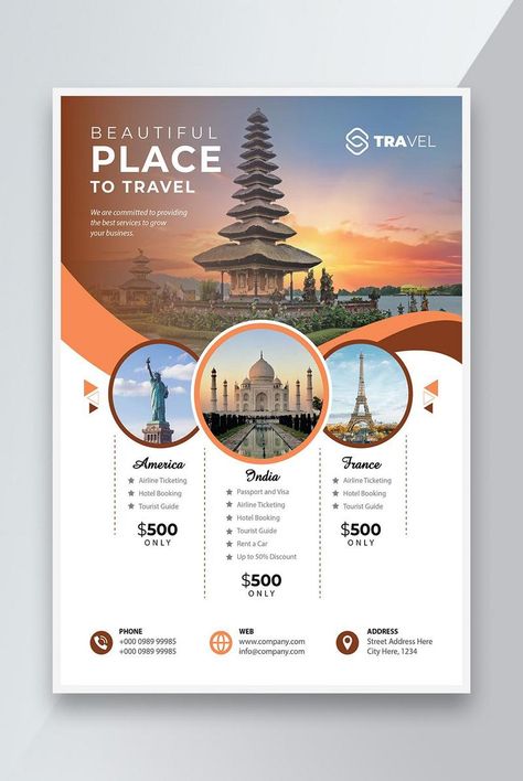 Creative Brochure Design Ideas, Travel Flyer Design, Brochure Design Ideas, Travel Advertising Design, Travel Brochure Design, Travel Flyer, Holiday Flyer Template, Europa Park, Flyers Design