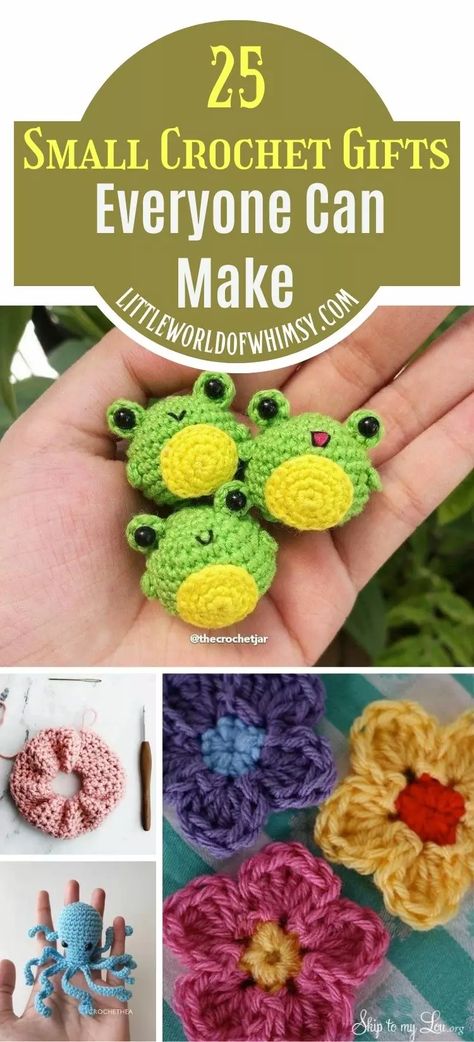 25 Small Crochet Gifts Everyone Can Make (< 1 hour!) - Little World of Whimsy Couture, One Hour Knitting Projects, 2 Hour Crochet Projects, Medium Yarn Crochet Patterns, Beginner Crochet Projects For Kids, Quick Crochet To Sell, Easy 1 Hour Crochet Projects, 15 Minute Crochet Projects, Super Quick Crochet Projects