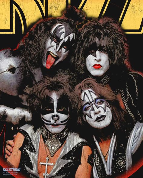 Bringing the legends to life 🎸👨‍🎤 Here's a throwback to the electrifying energy of KISS with all four members in one design. This one's for the rock 'n' roll souls out there! #KISSForever #RockLegends #GraphicDesign Band Outfit Ideas, Kiss Artwork, Eric Singer, Vinnie Vincent, Kiss Me Love, Kiss Images, Kiss Members, Peter Criss, Kiss Army