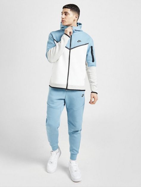 Nike Tracksuit Men, Nike Tech Fleece Blue, Nike Tech Fleece Outfit Men, Mens Activewear Fashion, Mens Pants Fashion Casual, Nike Tech Fleece Tracksuit, Nike Tech Fleece Joggers, Nike Clothes Mens, Fleece Outfit