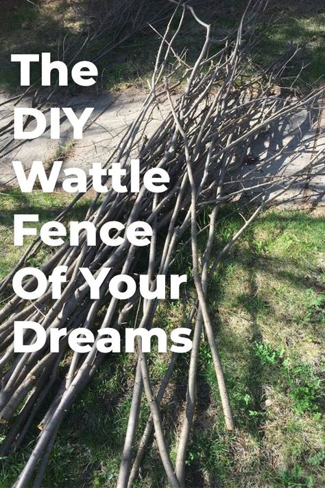 Diy Wattle Fencing, Diy Fence With Tree Branches, Decorating Fence, Stick Fence Diy Branches Wood, Branch Fence Diy, How To Hide A Fence, Branch Fence, Stick Fence, Wattle Fence