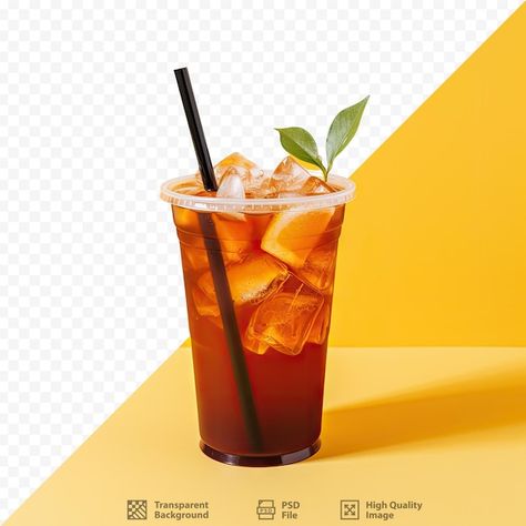 PSD cold black tea served in a plastic c... | Premium Psd #Freepik #psd #straw #soft-drink #iced-tea #softdrink Es Teh Aesthetic, Es Teh Poci, Ice Tea Photography, Ice Tea Cup, Black Tea Cup, Ice Cold Drinks, Cold Tea, Tea Logo, Drink Design