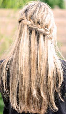 side ways waterfall braid Cascade Braid, Waterfall Braid Tutorial, Diy Wedding Hair, Fishtail Braid, Waterfall Braid, Long Blonde, Long Blonde Hair, Hair Envy, Great Hair