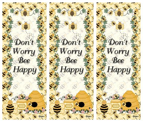 free recipe cards | Dont Worry Bee Happy Bookmarks Bee Bookmark Free Printable, Free Bookmarks, Bee Printables, Label Ideas, Recipe Scrapbook, Spelling Bee, Currently Reading, Bee Cards, Book Marks