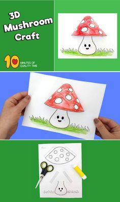 Mushroom Craft House Paper Craft, Bookmarks Diy Kids, Tent Craft, Uppfostra Barn, Mushroom Crafts, Craft Craft, Mushroom House, Autumn Crafts, Art N Craft